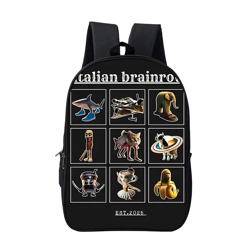 Cartoon Anime Game School Bag for Boy Girls Durable and Softback for Books Bag Italian Brainrot Children Backpack