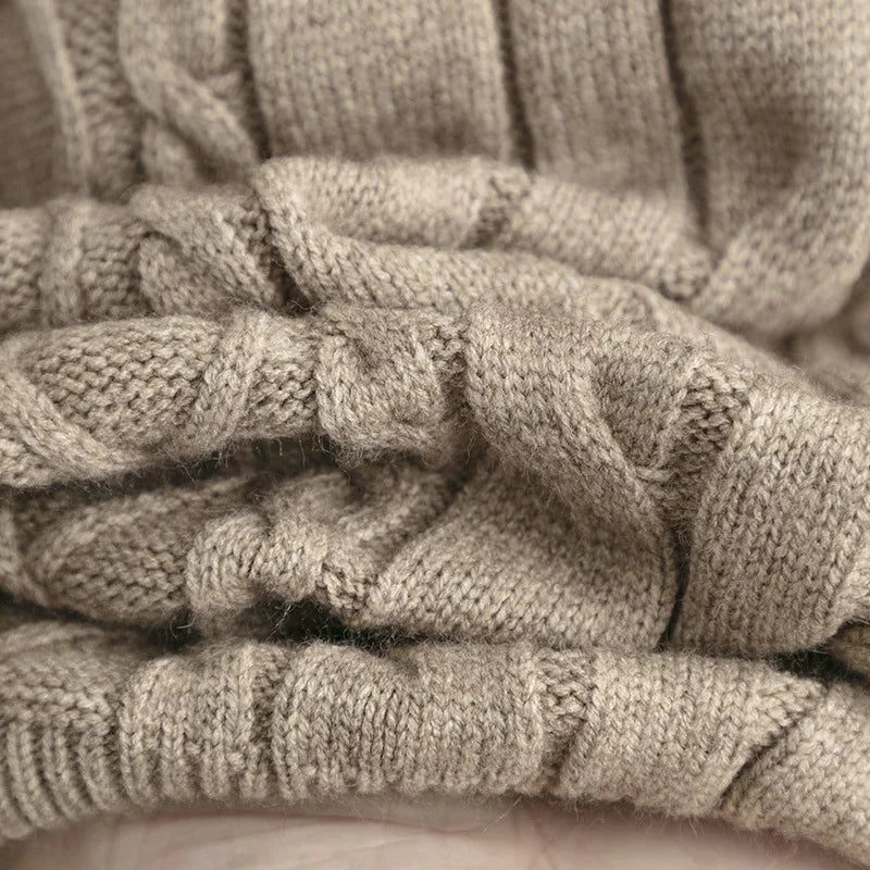 Women's Winter Knitted Suit Warm Loose Two Piece Sets With Hat Womens Outifits Sweater Oversize Casual Knitwear Autumn Suits