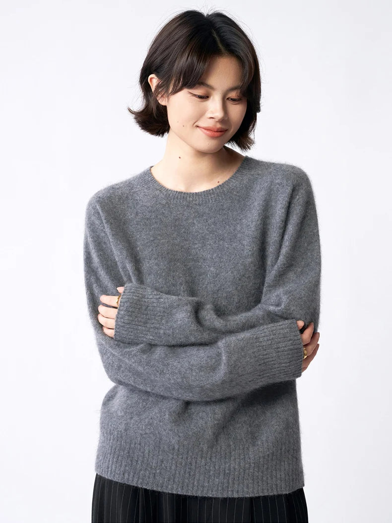 SuyaDream, Women Fleece Pullovers, V Neck, 3.8%Cashmere 96.2%Wool, Chic Warm Sweaters, 2025 Fall Winter Solid Top, Camel, Olive