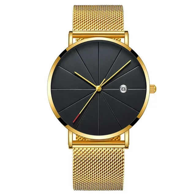 Ultra-Thin Men's Quartz Watch | Stainless Steel Mesh Minimalist Business Watch
