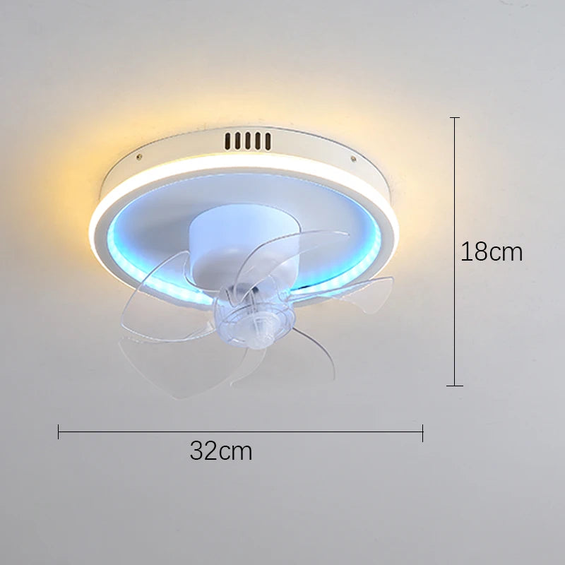 LED Ceiling Fan Lamp RGB Stepless Dimming Remote Interior Lighting Fixture Bedroom Living Home Decor Ceiling Fan With Light