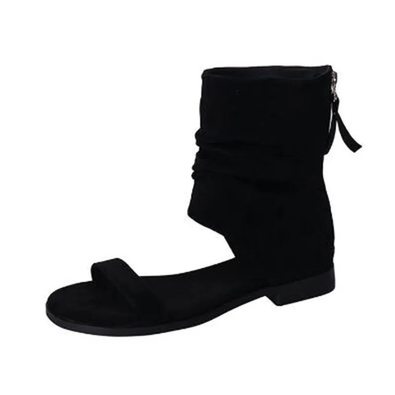2025 Female Low Heel Footwear Gladiator Sandals Shoes For Women Zippers Fashion Open Toe Ladies Sandals Ankle Booties Shoe Pumps