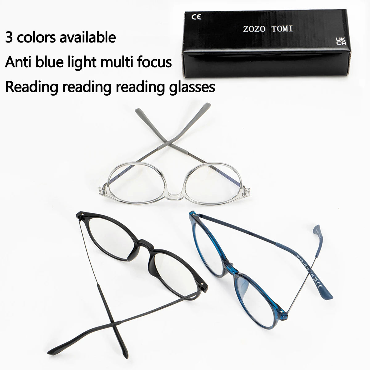 Progressive Multifocal Reading Glasses, Photochromic, Clear Vision, Round Frame, Lightweight to Wear, Stylish Appearance Suitable for Both Men and Women