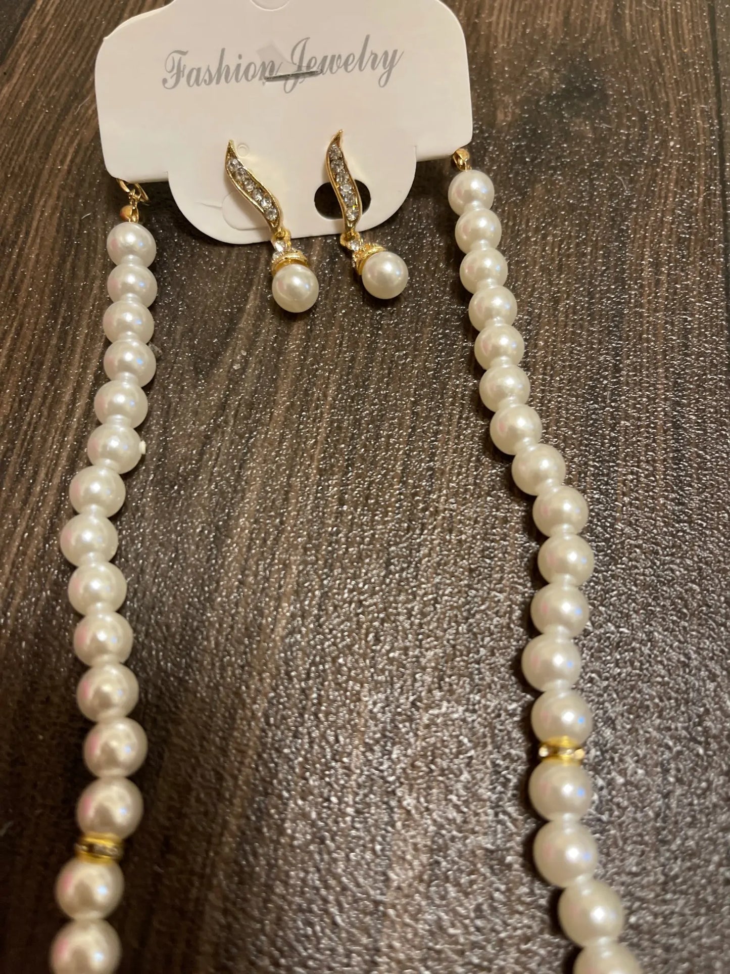 Women's 2 Piece Jewelry Sets One Gold Color Necklace + 1 Pair Earrings Wedding Bridal Pearl Elegant Decoration Pendientes Gifts