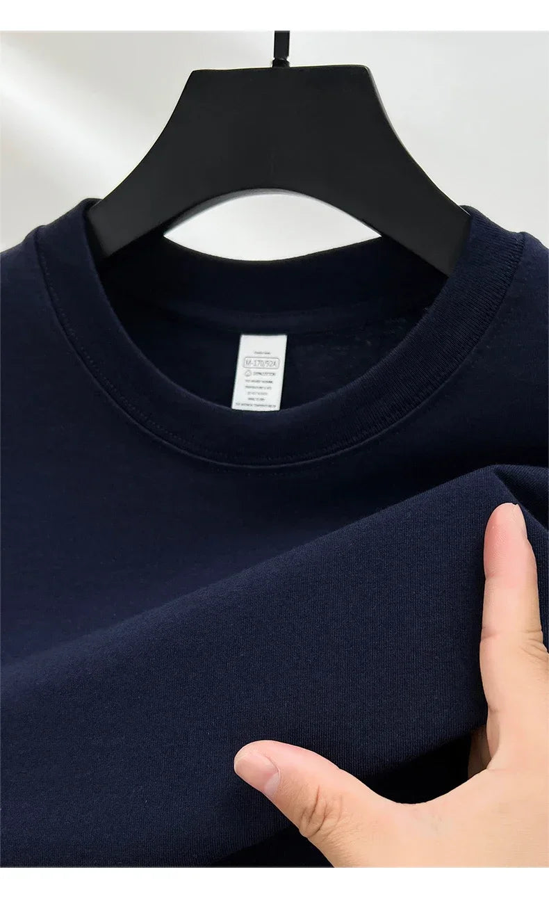 Summer  100% Pure Cotton Men's Short Sleeve Round Neck Fashionable Style Half Sleeved Top Breathable T Shirt Short Sleeve