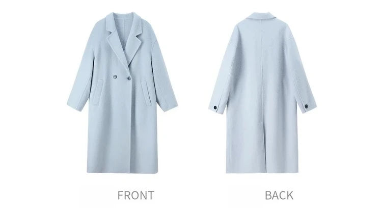 SENTUBILA Women's 100% Wool Double-Faced Coat Winter 2025 Suit Lapel Collar Classic Commuter Style Long Overcoat W54OA8779