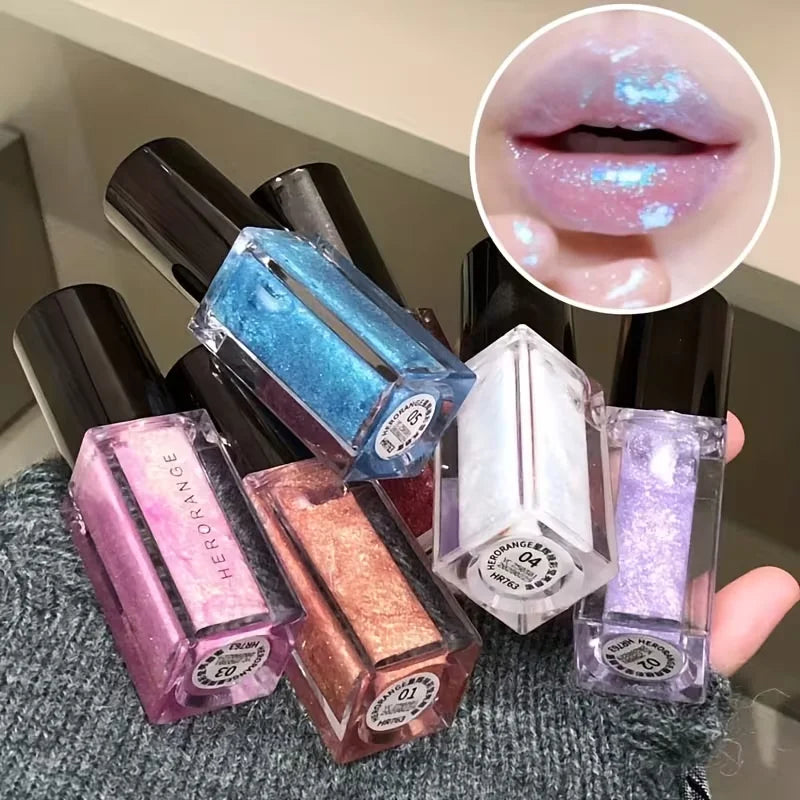 Shiny Glitter Lip Gloss Mirror Water Light Lip Glaze Long Lasting Moisturizing Lipstick Pearl Shimmer Lip Oil For All Skin Types