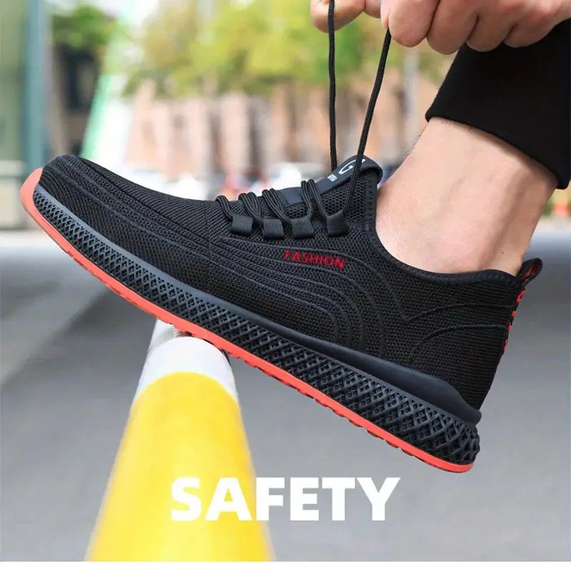 Work Shoes With Steel Toe Boots Anti Smash Safety Shoes Men Women Light Work Sneakers Breathable Anti-Stab Indestructible Shoes