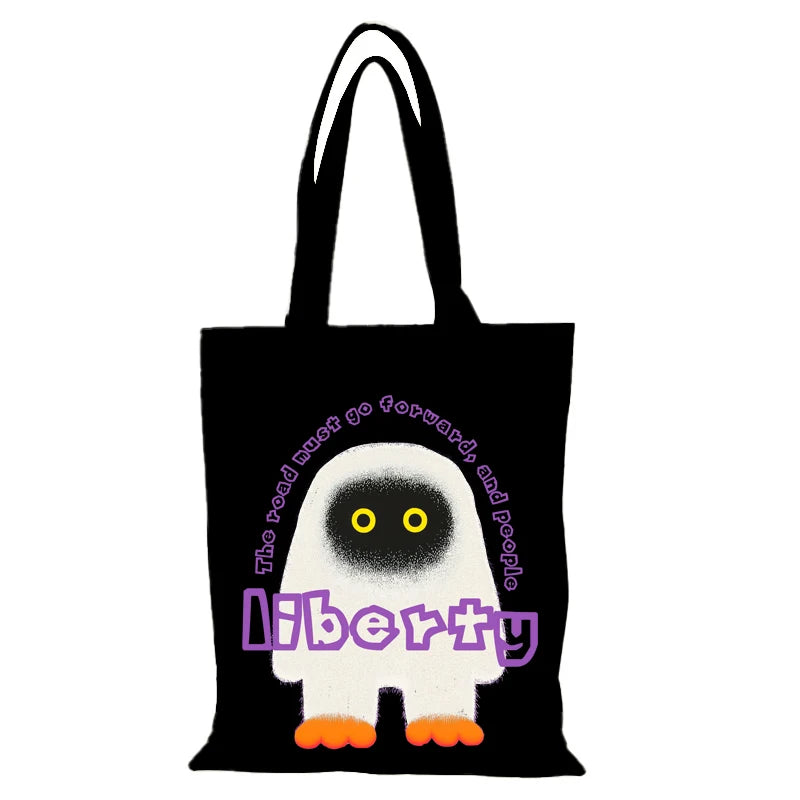 Women's Bag Cartoon Lady Bags New Handbags Man Tote Bag Eco Shopper Shopping Beach Cloth Canvas Handbag Shoulder Foldable the