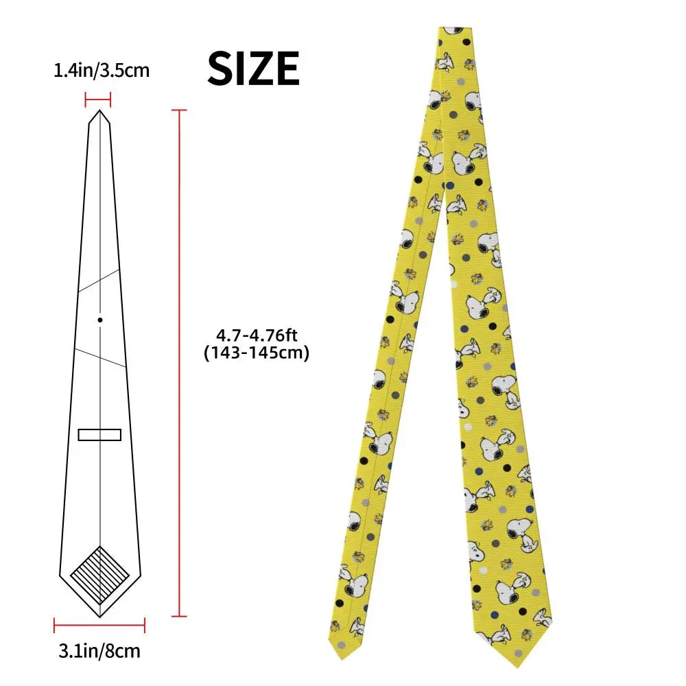 Snoopys & Woodstock Smile Giggle Laugh Neckties Silk 8 cm Neck Tie for Mens Shirt Accessories Cravat Wedding Accessories Office