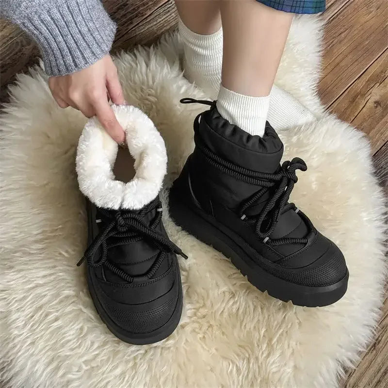 Men's Snow Boots Autumn and Winter Thickened Fashion Casual Bakers Shoes Fur-Lined Thickened Warm Mid-Calf Cotton Shoes