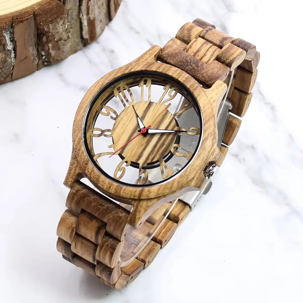 Wooden Watches for Men Handmade  Engraved Wood Watch Analog Quartz Men's Wooden Watch