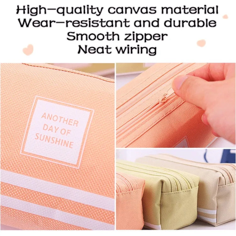 Large Capacity Pencil Cases Double Layer Simple Canvas Bags for Girls Back to School School Office Supplies Stationery
