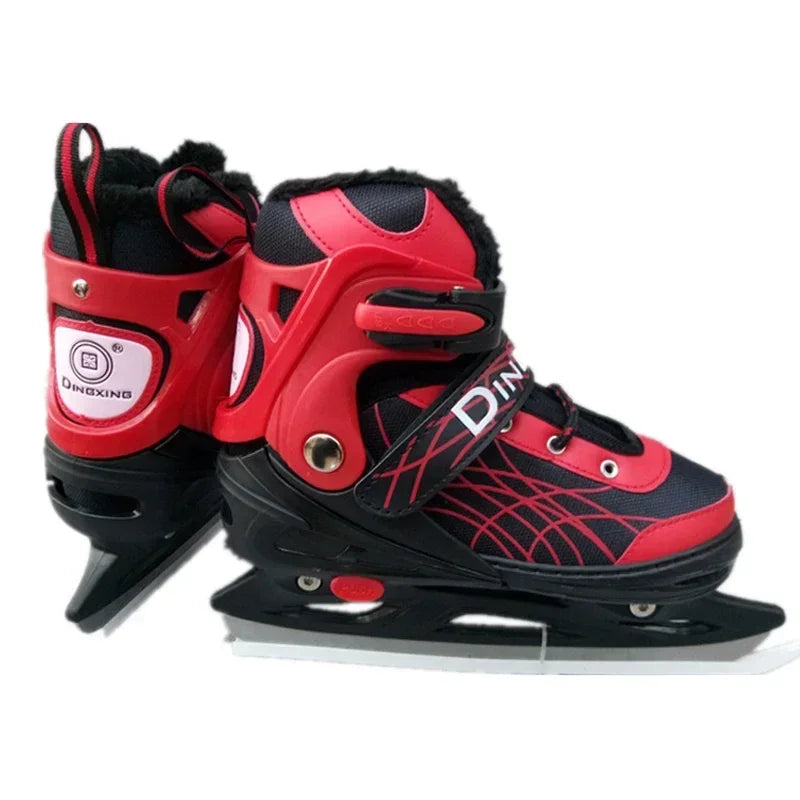 Adjustable Size Speed Skating Shoes Thermal Stretchable Ice Skates Ski Shoes Thicken with Ice Blade for Kids Adult Men And Women