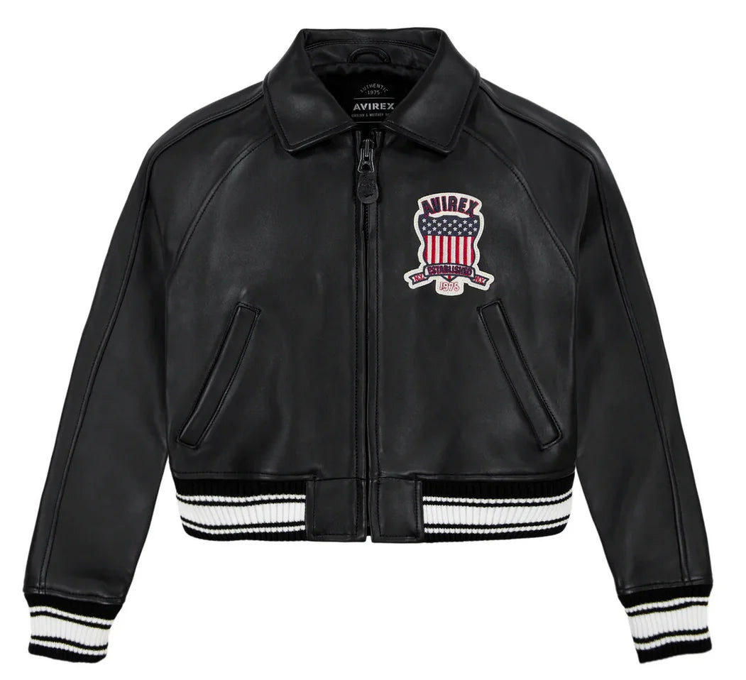 Avirex Spring 2024 New Listing Bomber Flight Suit Jacket 100% European Antique Sheepskin Classic Women's Pink Leather coat tops