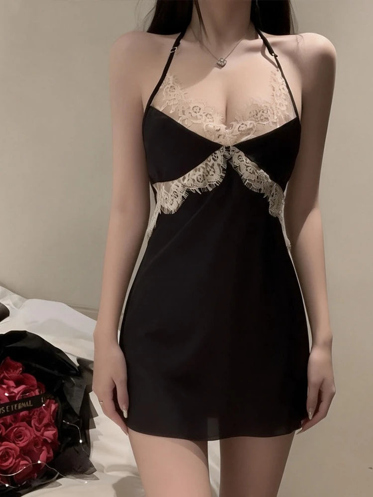 Lingerie Butterfly Sexy Nightgown for Women Luxury Summer Backless Braces Skirt Silk-like Thin Dress Home Wear Sleepwear Gifts