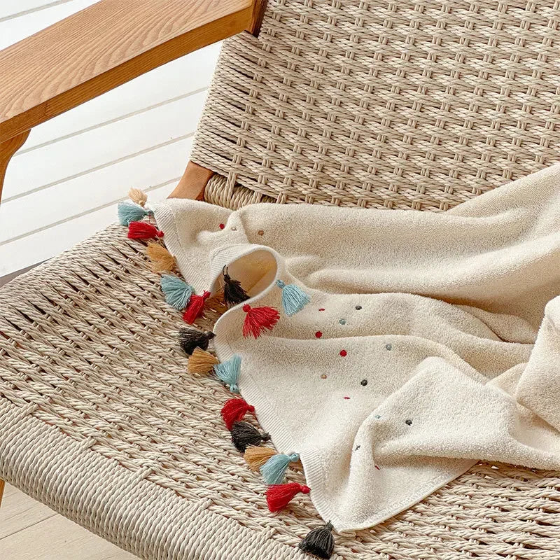 New Tassel 100% Cotton Bath Towel All Cotton plus Size Absorbent Fashion Brand Soft Cute Pure Cotton