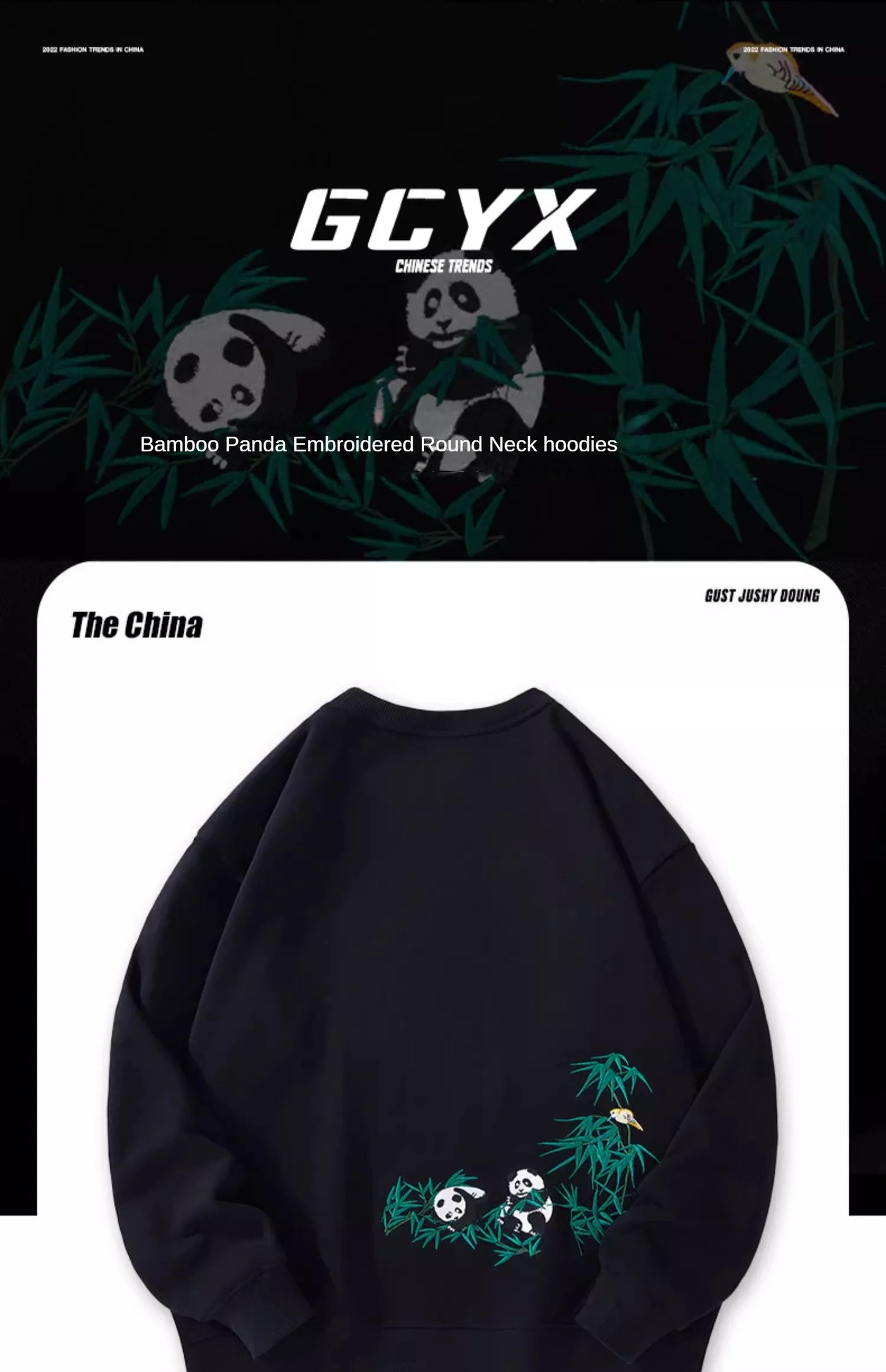Fashion Crewneck Sweatshirt Men Bear Embroidery Hoodies Women Casual Chinese Panda Bamboo Fleece Designer Harajuku Pullover 2024