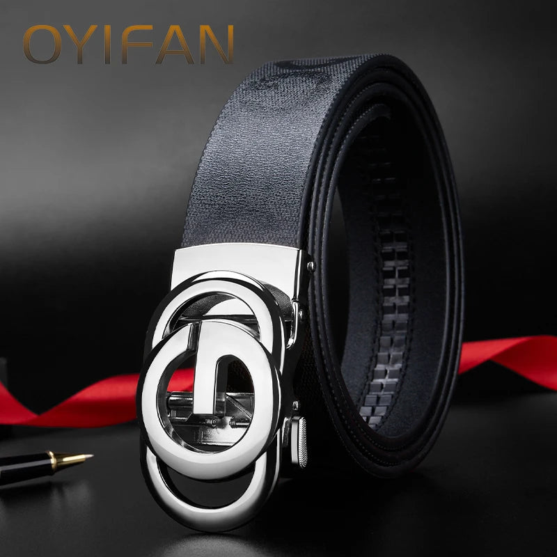 Men's genuine leather belt, ratchet belt, fashionable designer belt, men's popular style, high-quality genuine cowhide, durable