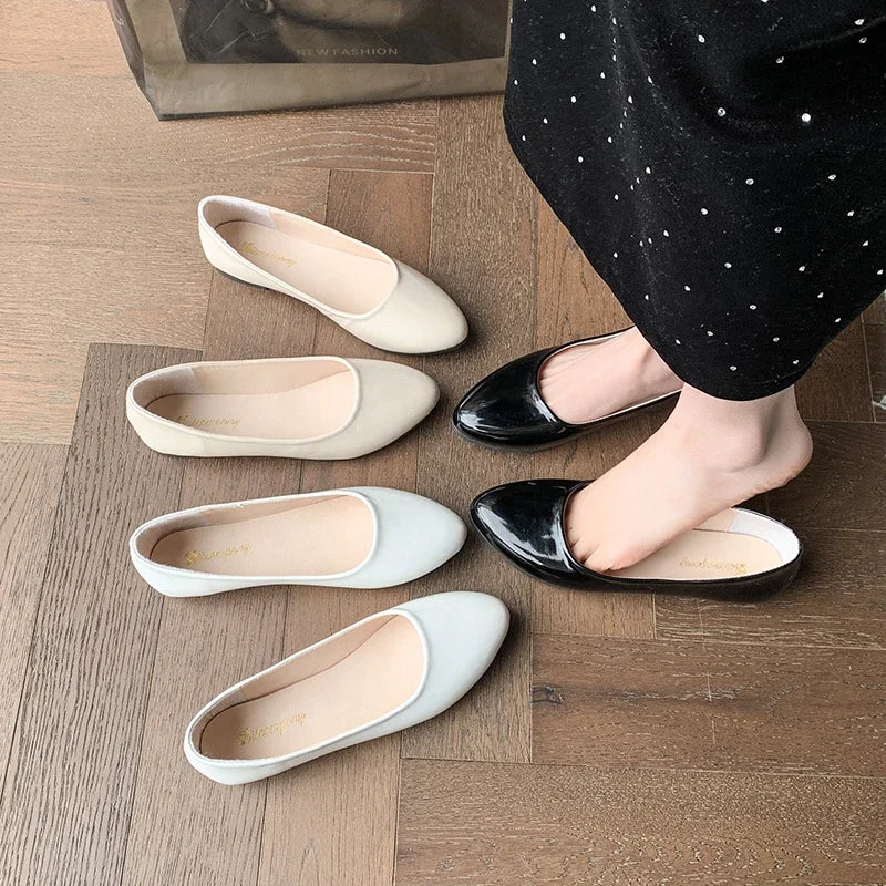 Ladies Formal Flat Shoes Spring Autumn Non-slip Women Black Causal Loafers Uniform Shoes Versatile Women's Ballet Leather Shoes