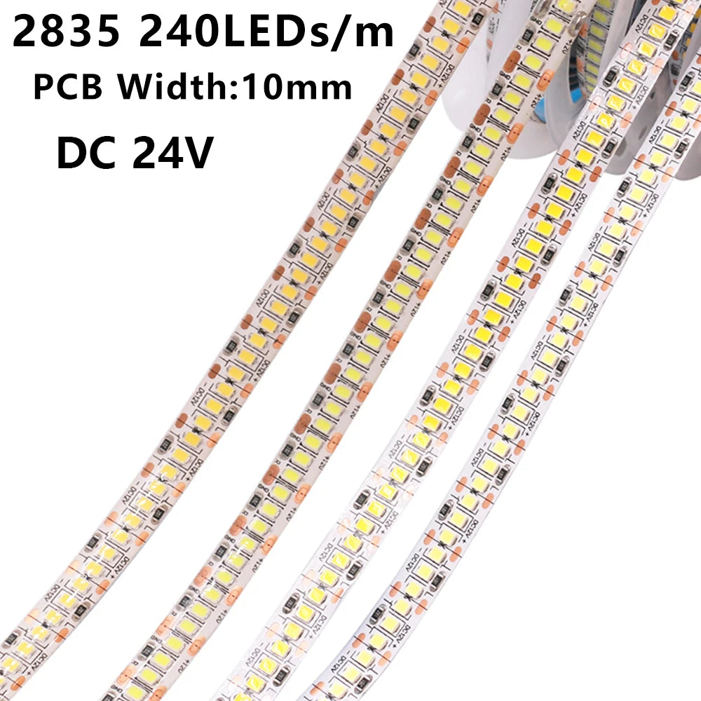 5M 10M LED Light Strips 12V 24V SMD 2835 120 240LEDs/m Home Lamp Strip Flexible LED Ribbon Tape Soft Lamp Bar 3000K 4000K 6000K