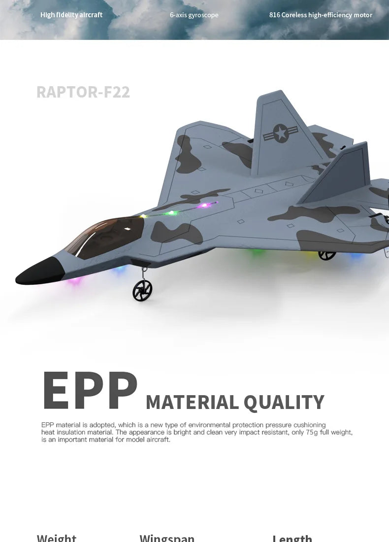 2024 New F22S 2.4G 4CH 3D6G RC Airplane Raptor F22 Warplane WLtoys A180 Upgrade Version LED Light With Gyroscope Out Door Toys