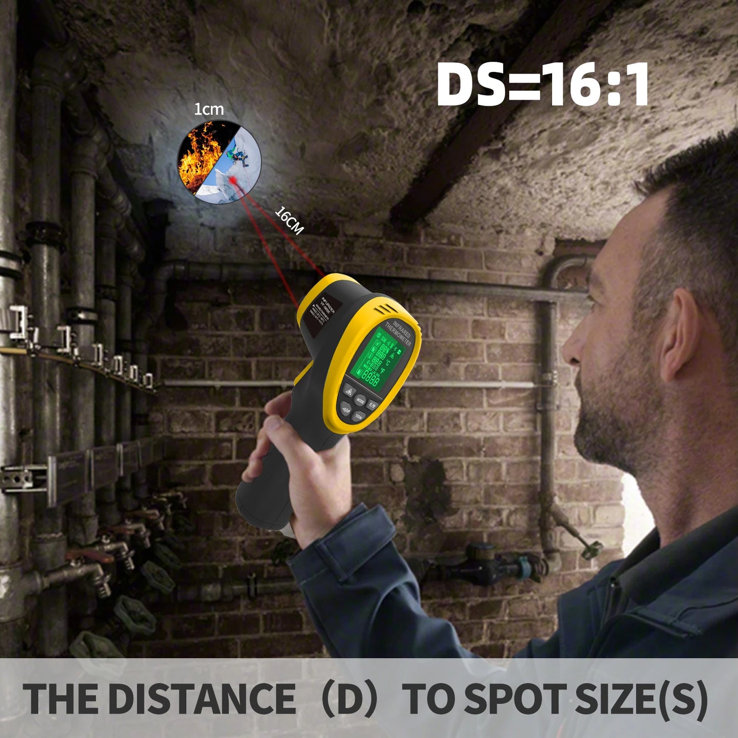 Dual Laser Non-Contact Infrared Thermometer - Compact, Portable, & Easy to Use! Instant 1s Readings, -50℃ to 800℃ Range
