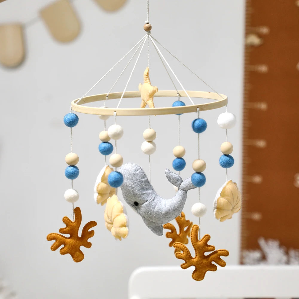 Baby Crib Mobiles Rattle Toy 0-12Months Soft Felt Whale Ball Bed Bell Newborn Music Box Bed Bell Crib Hanging Toys Infant Toys