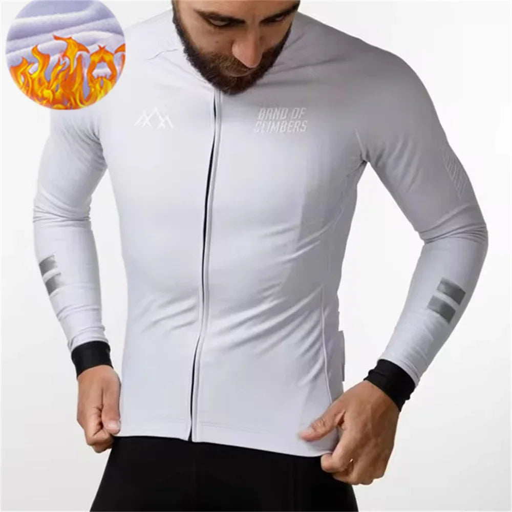  Winter Jacket Thermal Fleece Cycling Jacket Of Climbers Men Long Sleeve Clothing Warm Tops Road Bike Outdoor Sports MTB Winter