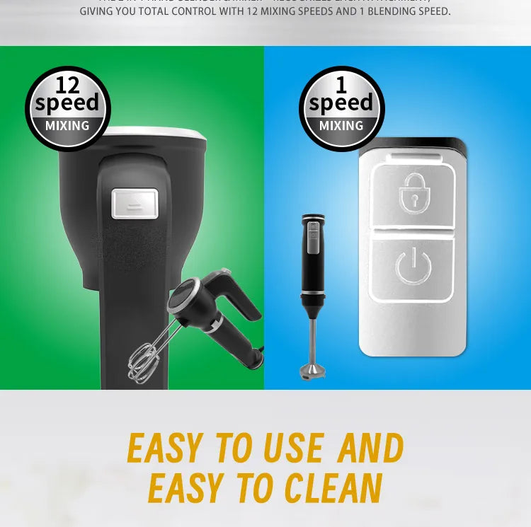 Manual Hand Blender 800 Peak Watt 1 Speed Immersion Blender And 7 Speed Hand Mixer Easy Glide Hand Blender Electric 600ml