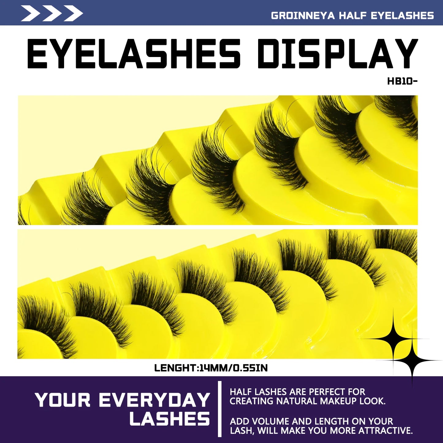 Veltrinay Half Lashes Natural Fake Lashes Wispy Cat Eye Lashes Clear Band Accent Short False Eyelashes Makeup
