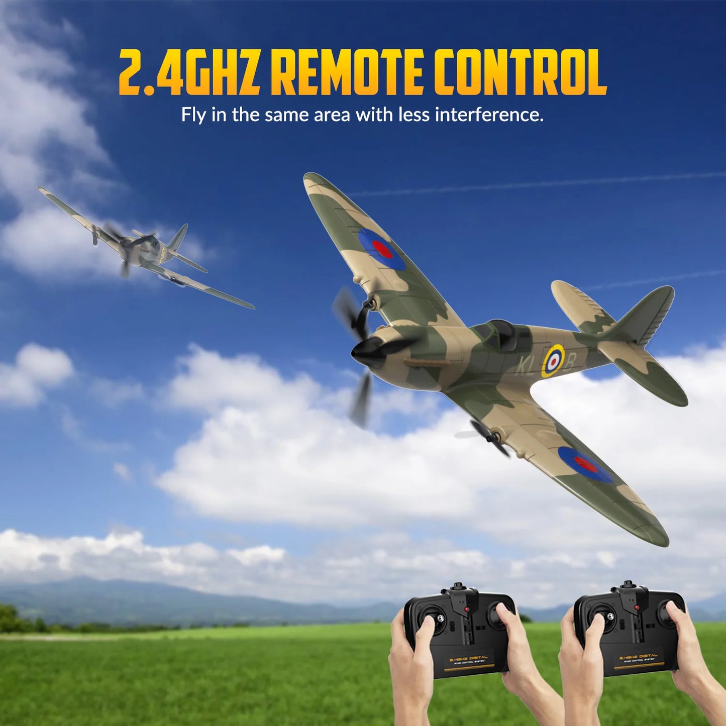 Spitfire RC Plane 2.4G 3CH Gyro Stabilizer Fixed Wing EPP Foam 400MM Wingspan Airplane RTF Fighter for Boys Children