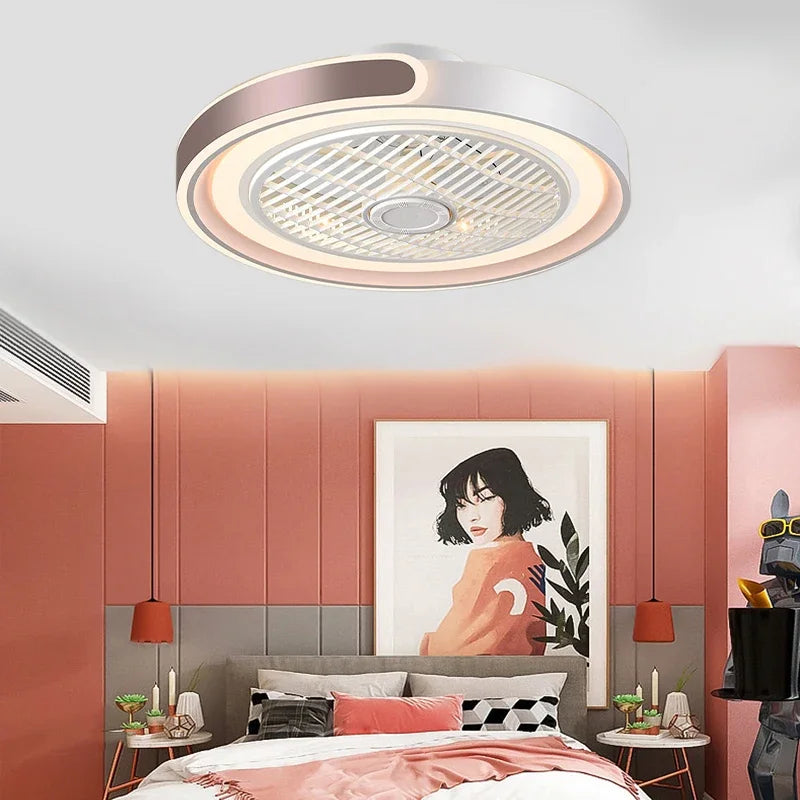Moder Smart Fan Light Living Room Bedroom Dining Quiet Study Eye Protection Invisible Blade Reversible Durable LED Ceiling Lamp