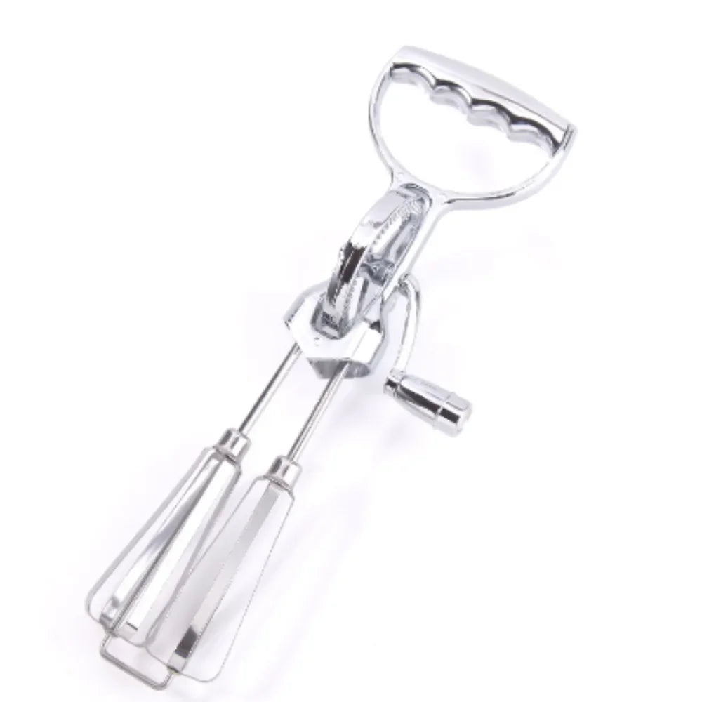 Manual Hand Crank Egg Beaters Double Heads Egg Whisk Multi-Purpose Time-Saving Food Blender Mixer Kitchen Tool Stainless Steel