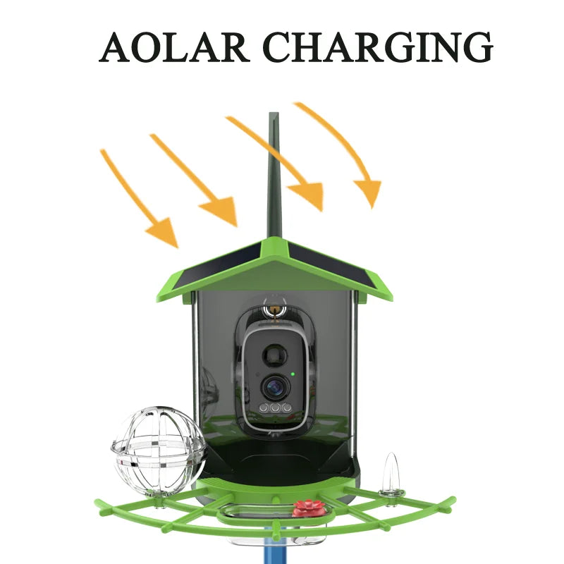 Bird Feeder Camera 4MP 2K HD Bird Video Capture WiFi Solar Powered Camera Battery with Solar Panel, Instant Alerts, Birdwatching