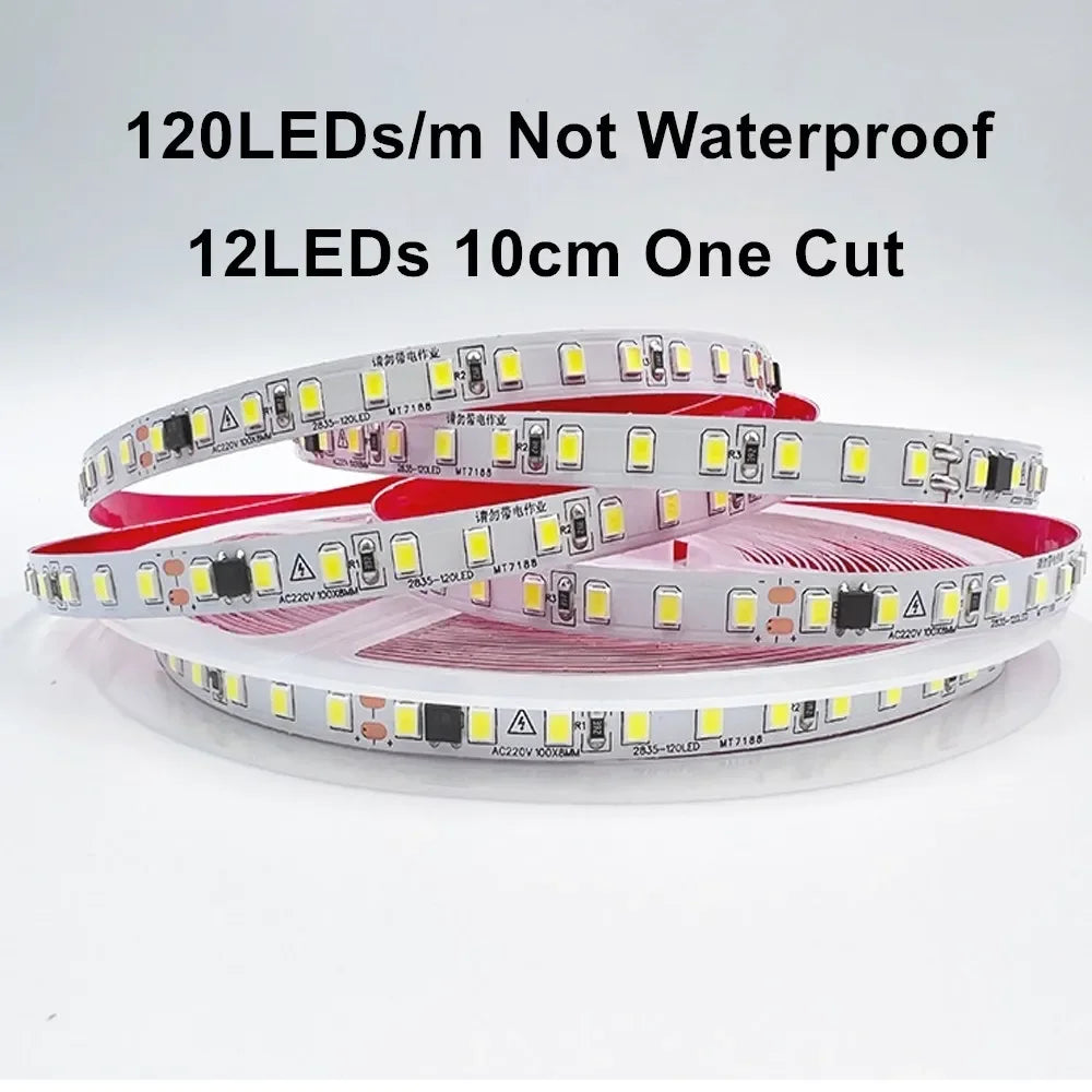 LED Strip Lights 220V 2835 1 20 30 meter 120LED/m 240LED/m Nature Warm White AC 220V Waterproof LED Strips 100 ft Outdoor Light
