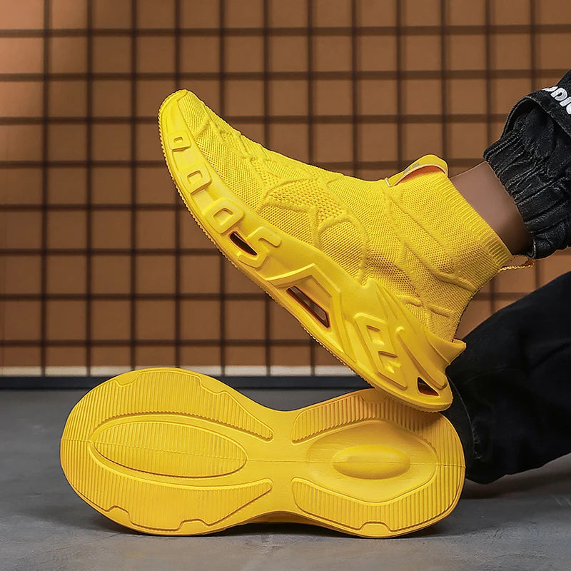 Men's Outdoor Sports Shoes - High-Top Sports Shoes Are Novel and Fashionable, Non-Slip and Durable, Suitable for All Seasons,