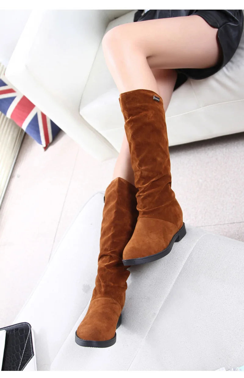New Winter Shoes Women Snow Boots Flat Non-slip Mid-Calf Boots Soft Brand Ladies Footwear Black Red YX1749