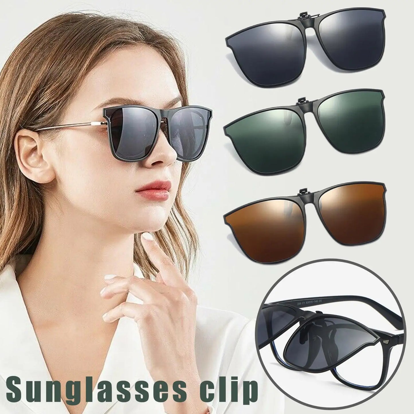 Polarized Clip On Sunglasses Men Women UV400 Anti Glare Sun Glasses for Driving Fishing Vintage Square Flip Up Glasses Eyewear