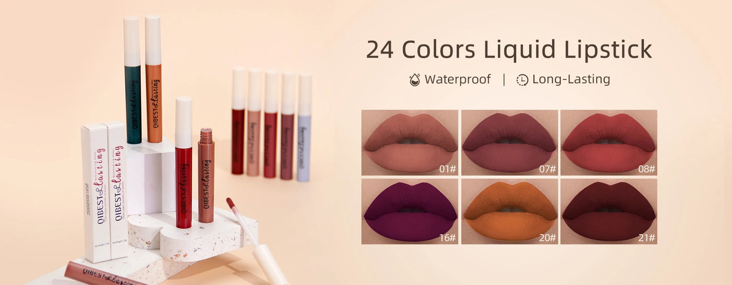 6 Colors Sexy Red Liquid Lipstick Moisturizing Lip Glaze Tint Long Lasting Matte Lip Mud Waterproof Velvet Lipstick Lips Makeup