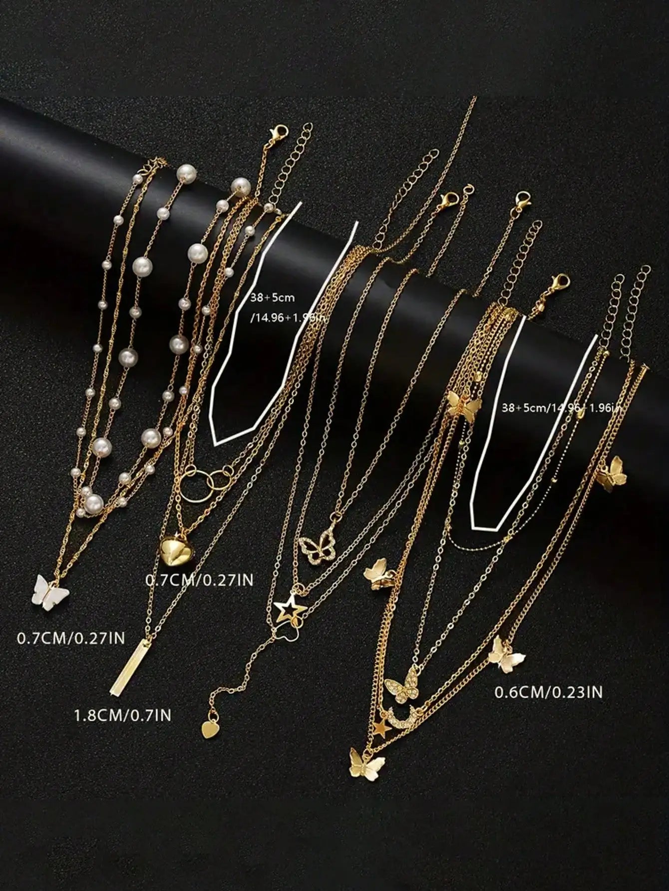 11/5-piece fashionable women's multi piece necklace set suitable for outdoor wear and beach vacations