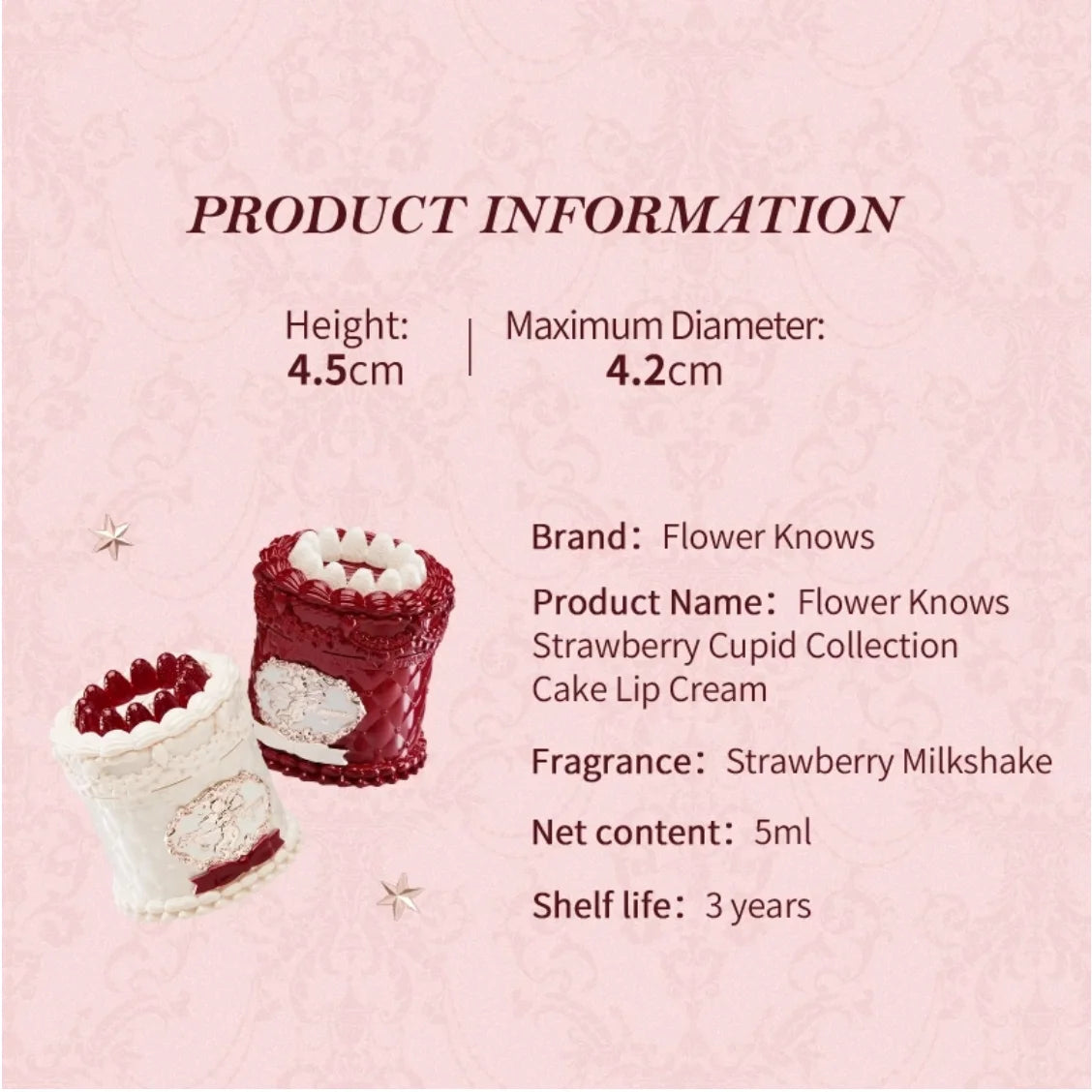 Flower Knows Strawberry Cupid Cake Lip Mud Matte Velvet Lip Cream Soft Mist High CoverageMakeup Smooth Preventing Fading