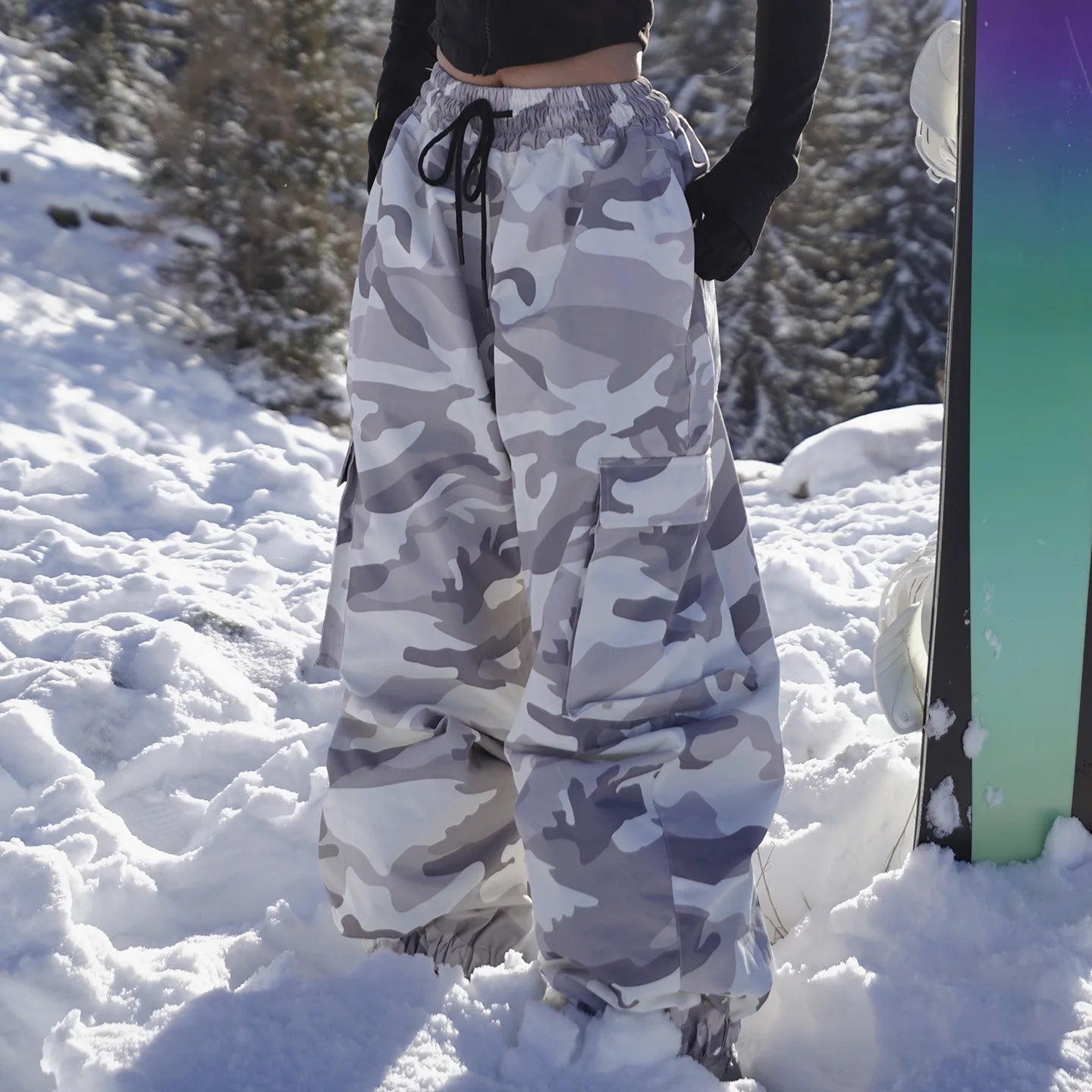 Ski pants for men and women windproof waterproof warm thick camouflage and velvet snow pants snowboard ski pants