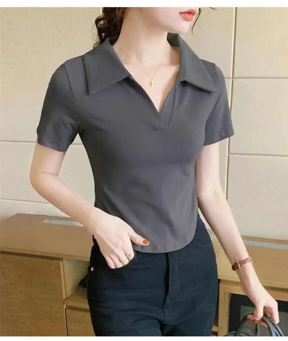 Women's Versatile Top Summer Loose Stylish Cover Fat Slim Short Sleeve