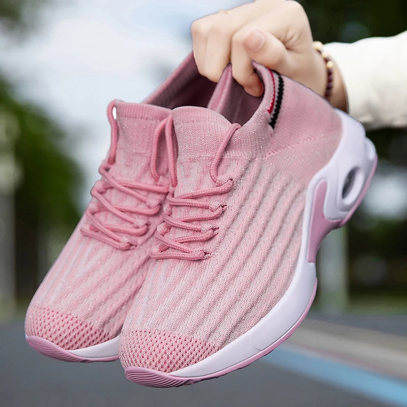 2025 New Women Walking Shoes Fashion Slip on Sock Sneakers Women Casual Breathable Wedges Shoes Ladies Loafers Flats Tenis shoes
