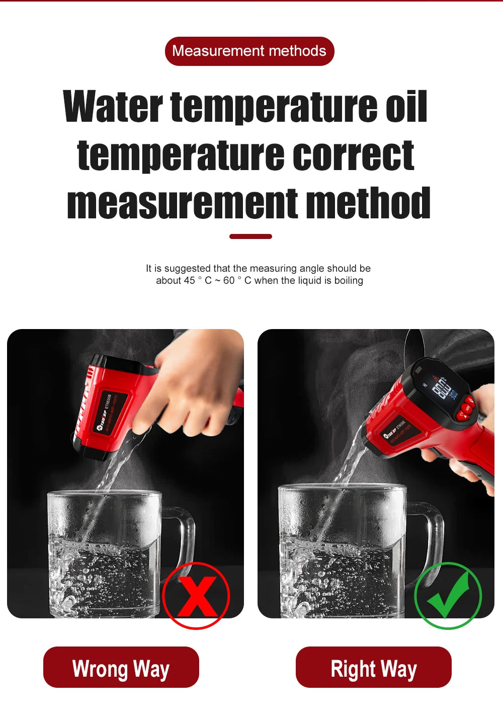 TOOLTOP ET6530C -50°C-600°C Handheld Digital Thermometer Laser Backlight Display Industrial Thermometer For Kitchen Outdoor Car