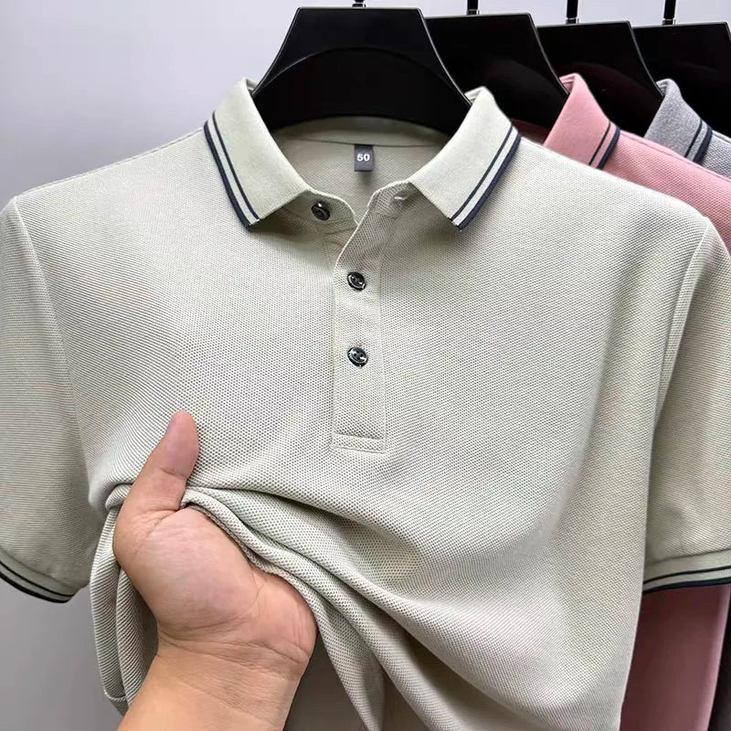 100% pure cotton men's polo shirt summer new fashion casual short sleeve comfortable luxury new simple solid color lapel T-shirt