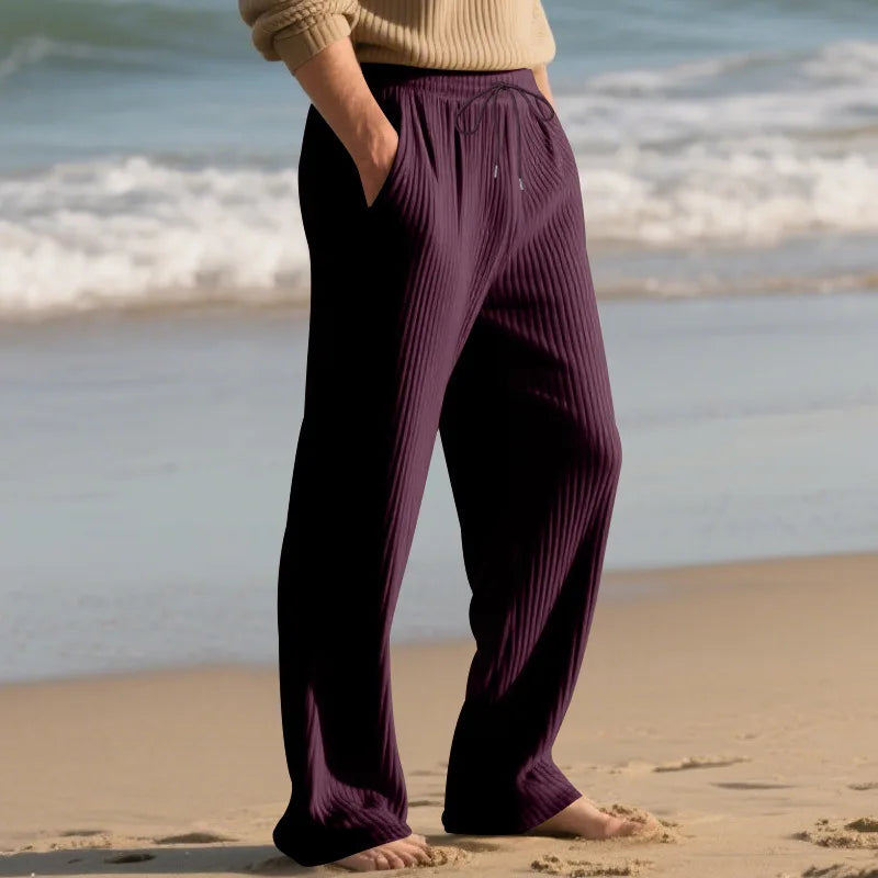 European and American Independent Station Men's Casual Trousers Loose Straight Pants Pit Strips Jacquard Wide Leg Pants