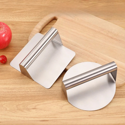 Hamburger Meat Press Stainless Steel Round/Square Smash Burger Press Deli Meats Kitchen Tool Flat Top Grill Tools Squeeze Grease