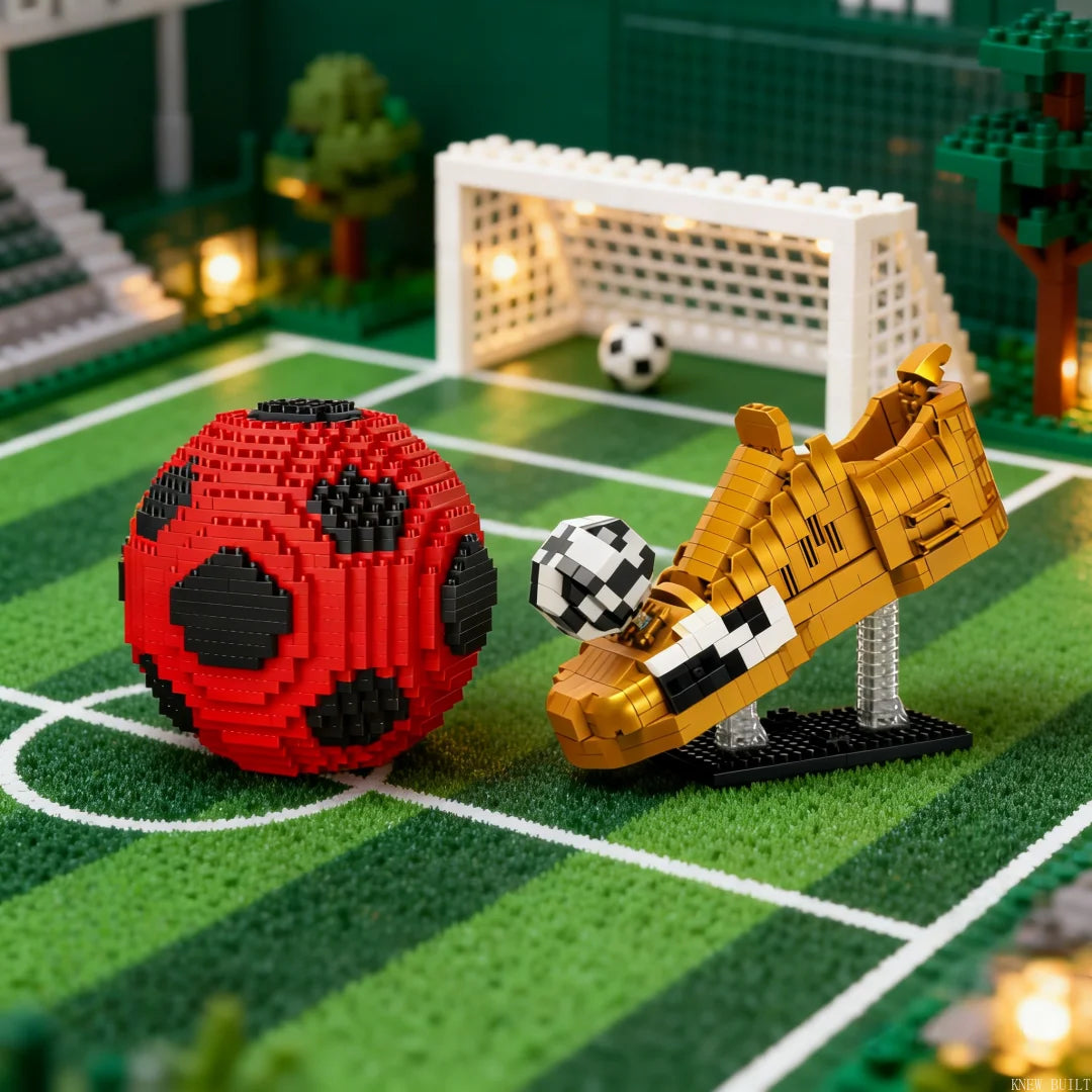 Rugby Ball Soccer Boot Model Sports Micro Building Blocks Toy–Collectible Desk Decor for Football Fans,Puzzle Gift for Christmas